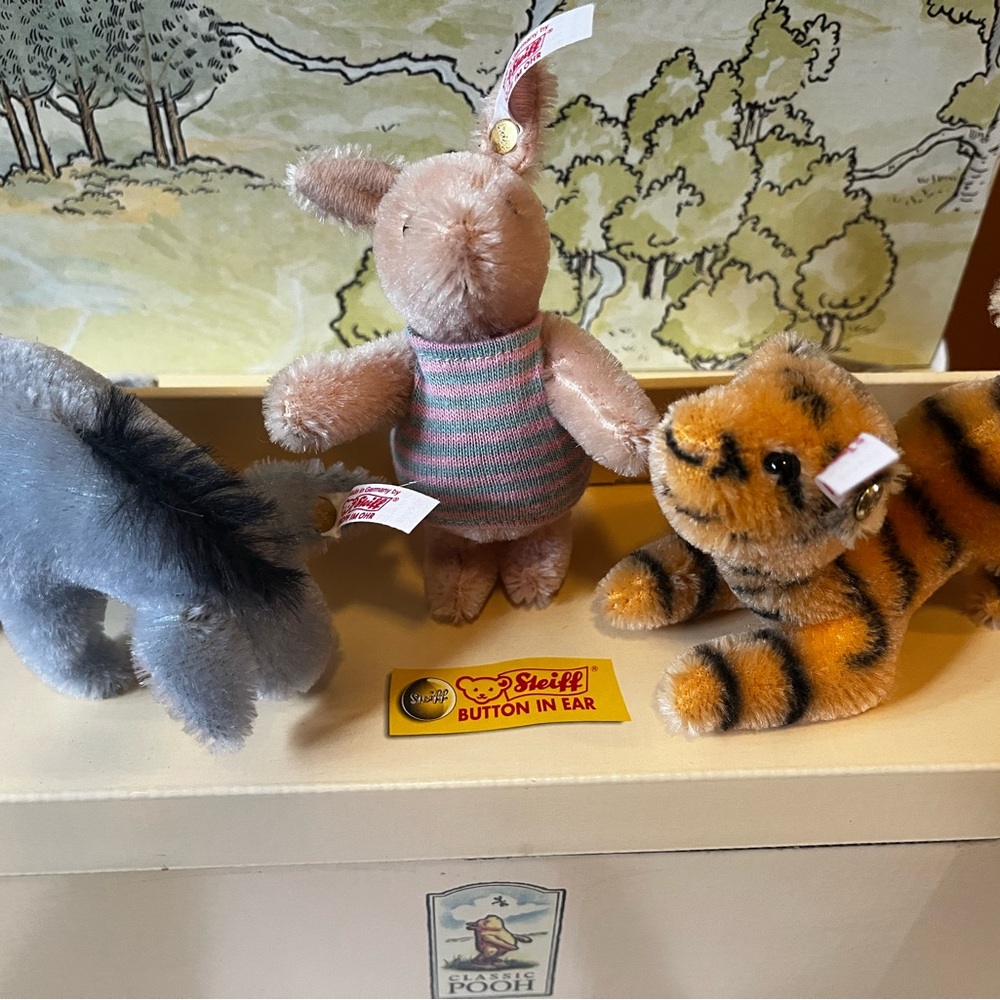 Steiff Plush Animal Set - Pink, Gray, Brown